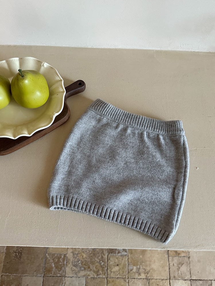 長袖セットアップ Woolen skirt / S チェック長袖シャツ/裾フリルチューブトップ/ニットミニスカート【mh0010594】