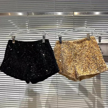ハーフパンツ・ショートパンツ キッズジュニアパンツ ショートパンツ ホットパンツ スパンコール シャイニー Y2K シルバー/ゴールド/ブラック/3カラー