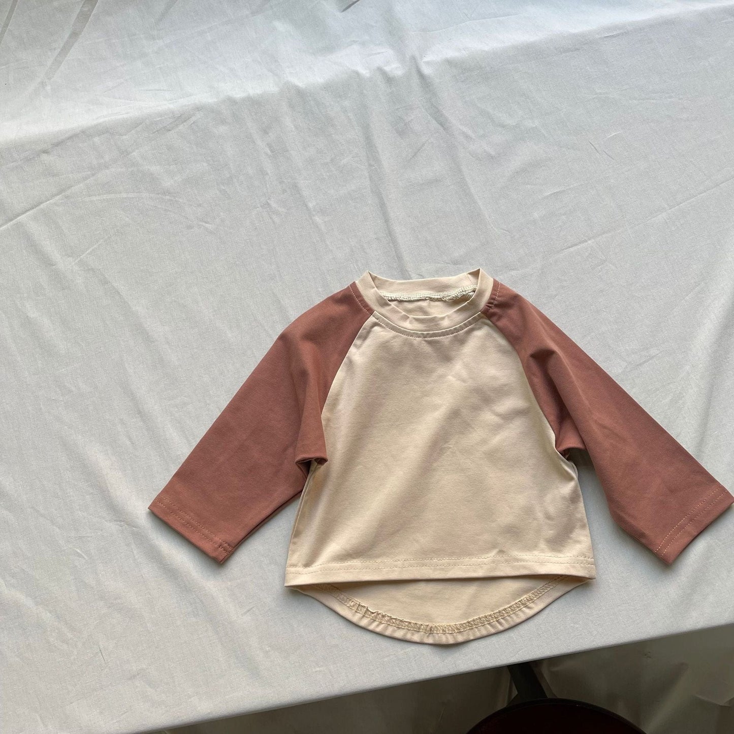 長袖Tシャツ Apricot / 73cm ベビートップス ラグランパッチワーク長袖Tシャツ【mh0009104】