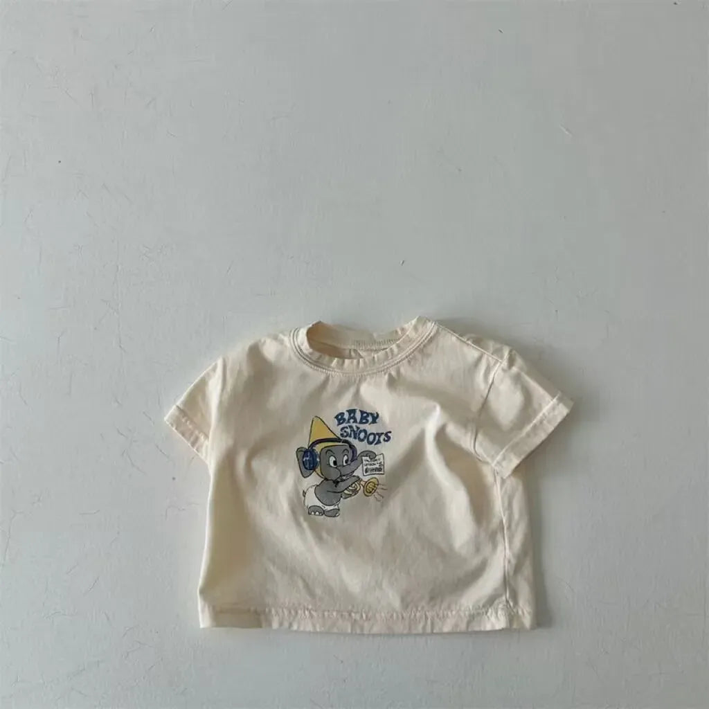 半袖Tシャツ Beige / 9M 73CM ベビートップス 半袖プリントTシャツ 象エレファント 2カラー【mh0005195】