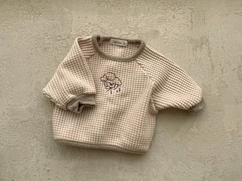 長袖Tシャツ beige white / 9M 73cm ベビートップス ワッフル 長袖Tシャツ ベージュ ブラウン 2カラー