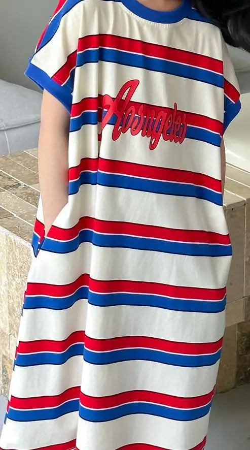 半袖Tシャツ dress / 2T 90cm / 取り寄せ(7〜30日) キッズトップス/ワンピース ボーイズ半袖Tシャツ/ガールズTシャツワンピース ボーダー リンクコーデ 兄弟姉妹 お揃いコーデ
