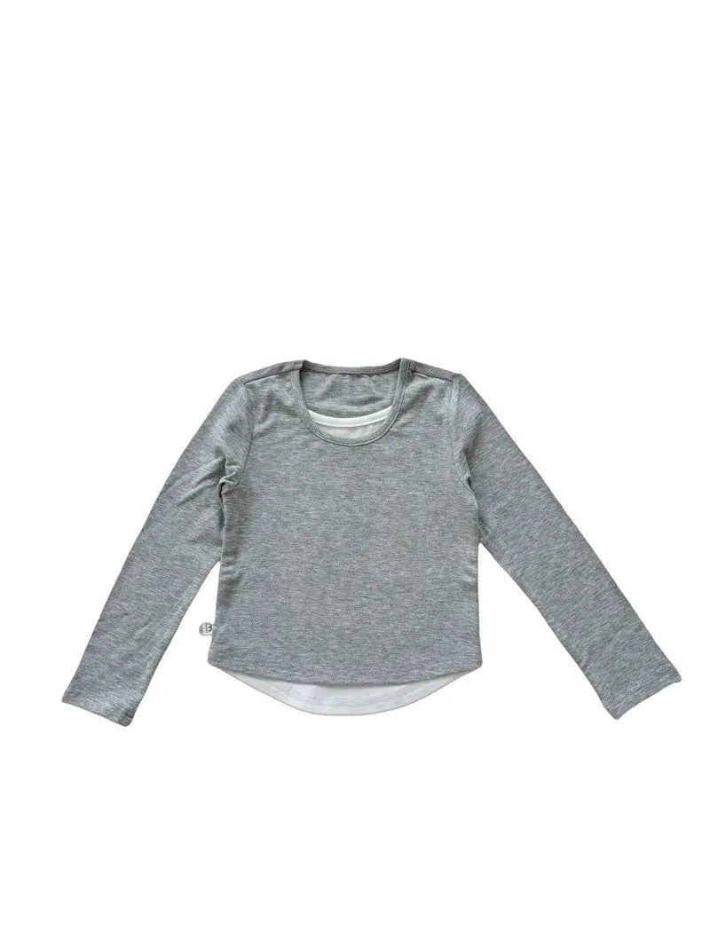 長袖Tシャツ gray / 24M 90CM キッズトップス インナーシャツドッキング長袖Tシャツ 3カラー