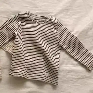 長袖Tシャツ Khaki / 9M 73CM ベビートップス ボーダーシンプル長袖Tシャツ【mh0008310】