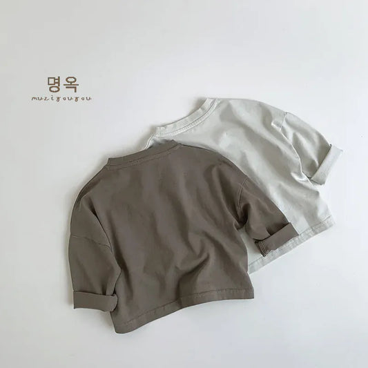 長袖Tシャツ キッズトップス 長袖ビッグポケットTシャツ 2カラー