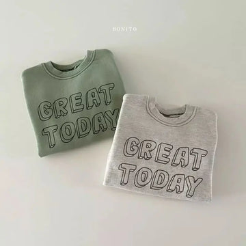 長袖Tシャツ キッズトップス レターロゴプリント 長袖スウェットシャツ Tシャツ グレー グリーン 2カラー