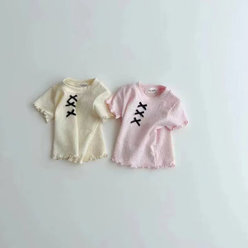 半袖Tシャツ キッズトップス 半袖Tシャツ カットソー リボン 2カラー【mh0006308】