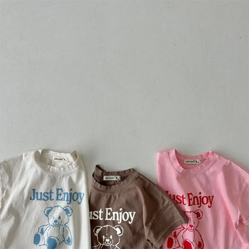 半袖Tシャツ ベビートップス 半袖Tシャツ ベアくまプリント 3カラー【mh0005404】