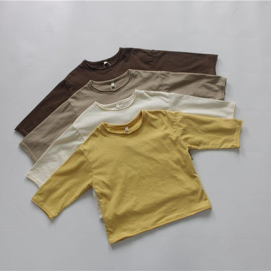 長袖Tシャツ キッズ服 長袖 Tシャツ トップス シンプル ベーシック 無地 4色 男の子 女の子