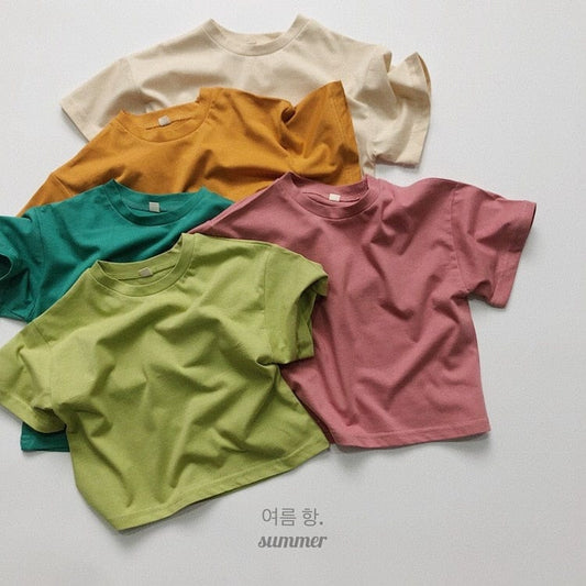 半袖Tシャツ キッズ シンプル ベーシック ルーズ 半袖 Tシャツ トップス 5カラー ユニセックス