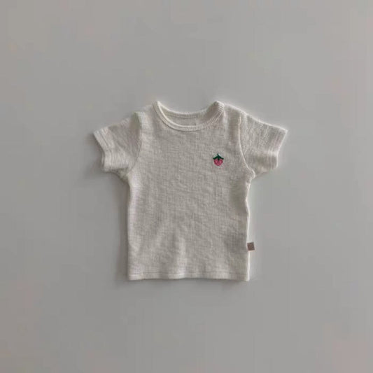 半袖Tシャツ いちご刺繍半袖カットソーTシャツ【mh0010411】