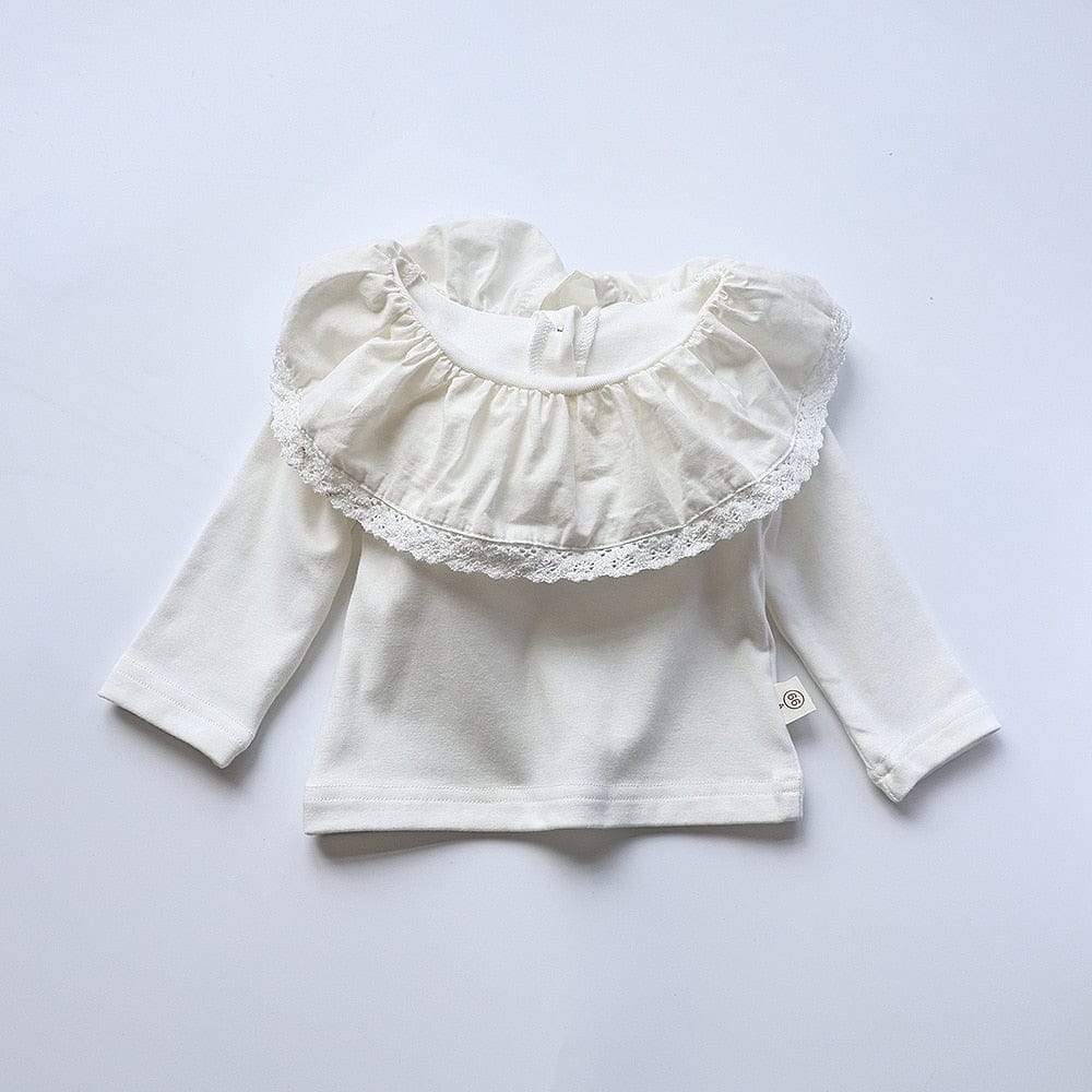 長袖Tシャツ white / 66cm ベビー レース フリル サークルカラー ピエロカラー 長袖 Tシャツ ブラウス トップス ガールズ