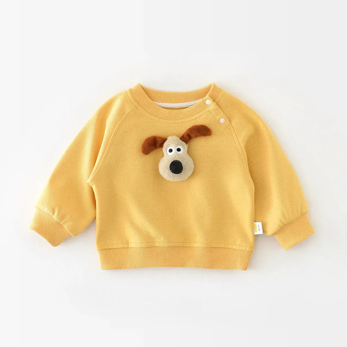 長袖Tシャツ yellow / 9M 73cm ベビートップス 長袖スウェットシャツ ボーダー/無地 アニマルアップリケ