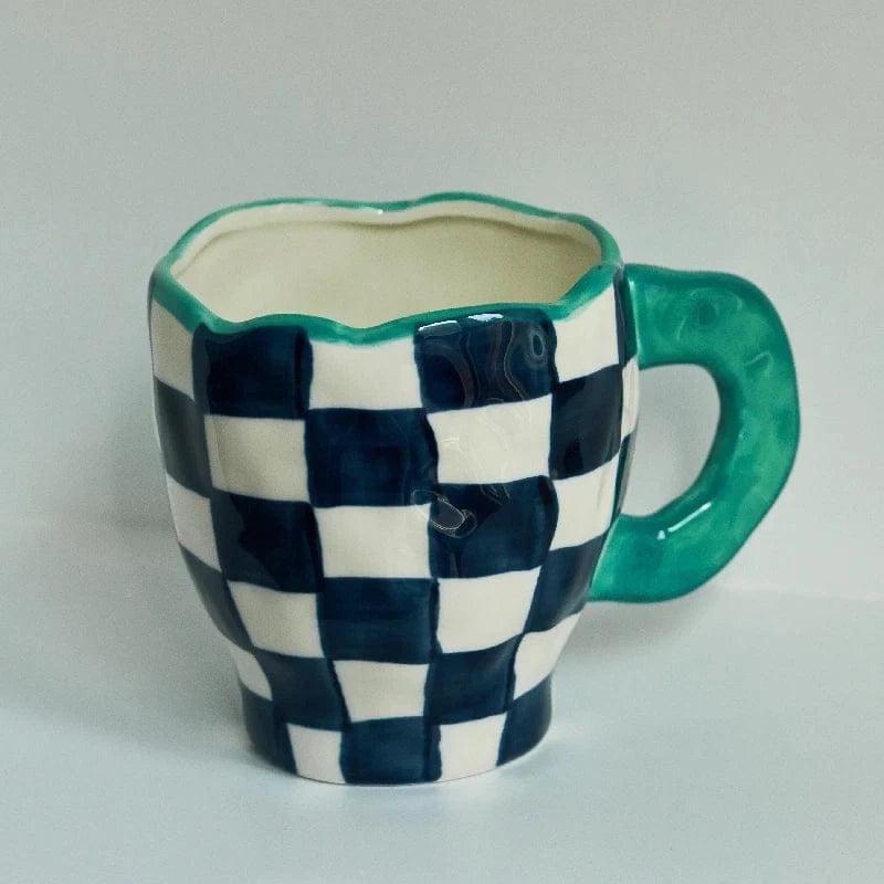 コップ・グラス・マグ Checker A セラミック マグ コーヒー カップ コップ 食器 チェック【mh0002522】