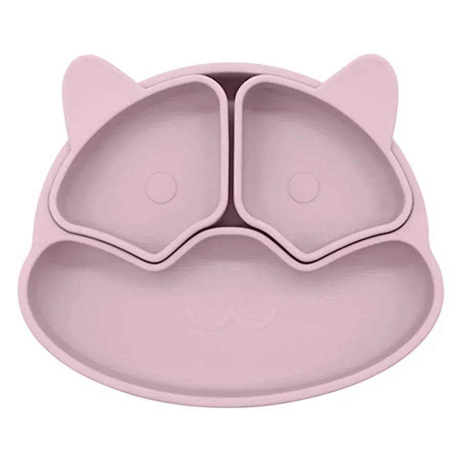 ベビーキッズ食器 Rose pink *メーカー直送* ベビー シリコン食器 キャットプレート 幼児用トレーニング食器セット キッズギフト 離乳食【mh0005796】