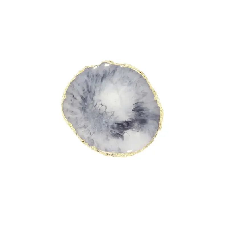 レジン製アクセサリートレイ(グレー)ゴールド縁、花柄のような模様