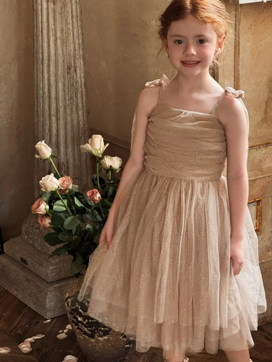 ノースリーブワンピース スパンコールチュールフリルケープ/ドレスワンピース【mh0011222】