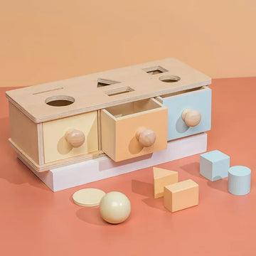 Toy (おもちゃ・木製玩具)etc. 2 887 モンテッソーリ ウッドトイ 木製おもちゃ コインボール ビジーボックス ドラム カラーシェイプ認識 教育用センサリートイ 知育玩具【mh0005821】
