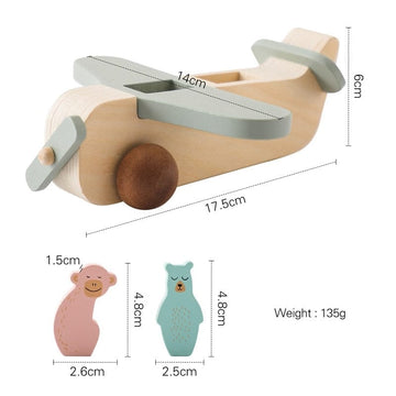 Toy (おもちゃ・木製玩具)etc. Wooden passenger plane ウッドトイ 飛行機 木のおもちゃ 木製 乗り物 アニマルプレイン 積み木 知育玩具【mh0002537】