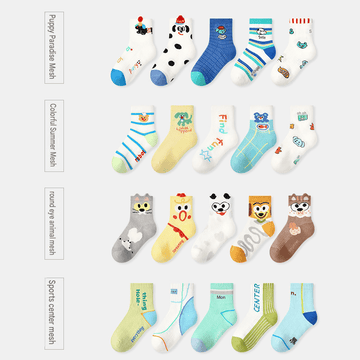 Mesh Cartoon Pattern Socks 5 Pairs アニマル ソックス 5足セット【mh0013545】 mamahalo accessory ベビー用靴下・タイツ