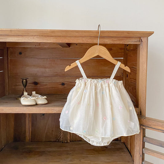 Mesh Floral Camisole Romper チュール キャミソール ロンパース【mh0012492】 Engepapa ノースリーブロンパース