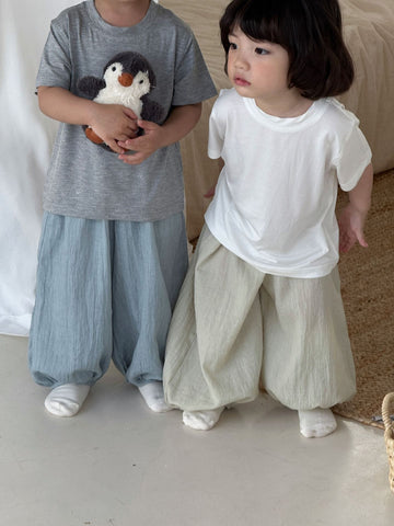 裾シャーリング ロングパンツ ナチュラル【mh0013687】 cicikids ロングパンツ・スウェットパンツ