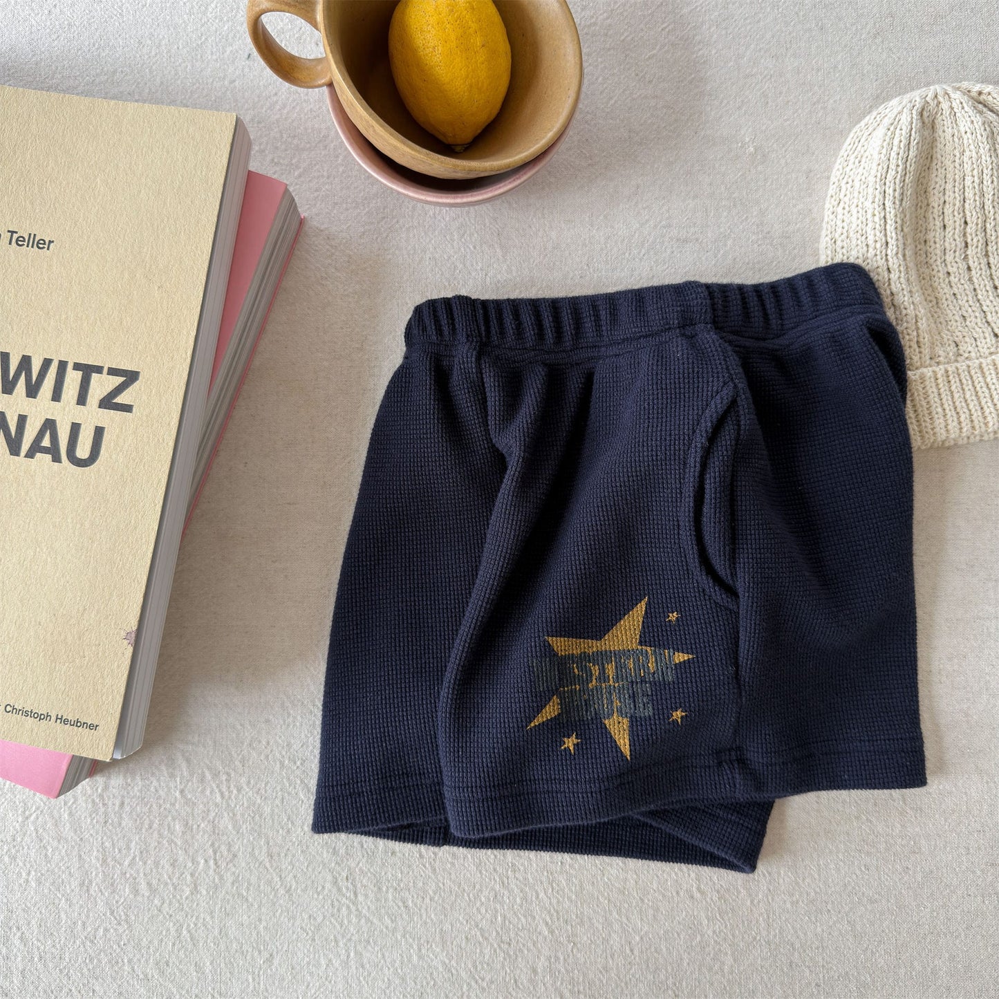スタープリント ワンポイント ルーズシルエット ショートパンツ【mh0013710】 Navy / 80cm ADbaby ハーフパンツ・ショートパンツ