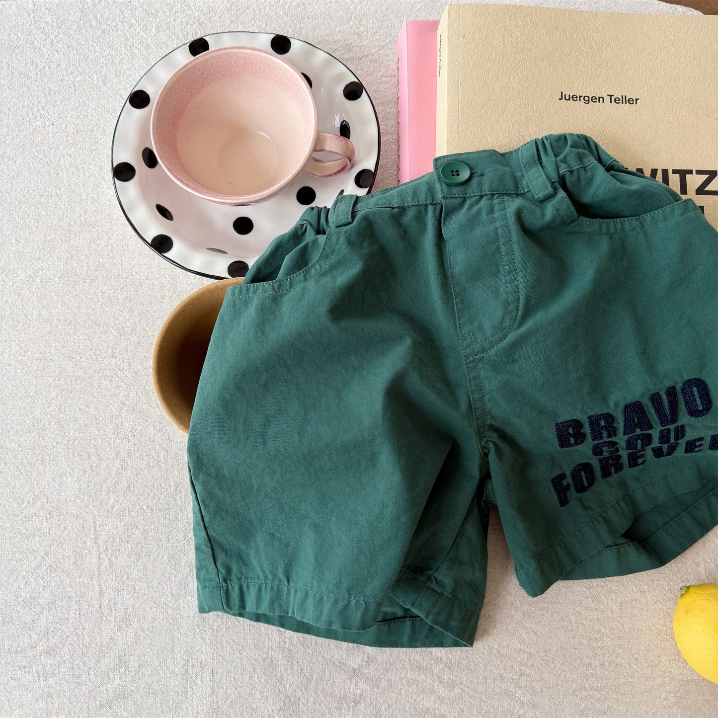 レターロゴプリント ショートパンツ【mh0013718】 Green / 80cm ADbaby ハーフパンツ・ショートパンツ
