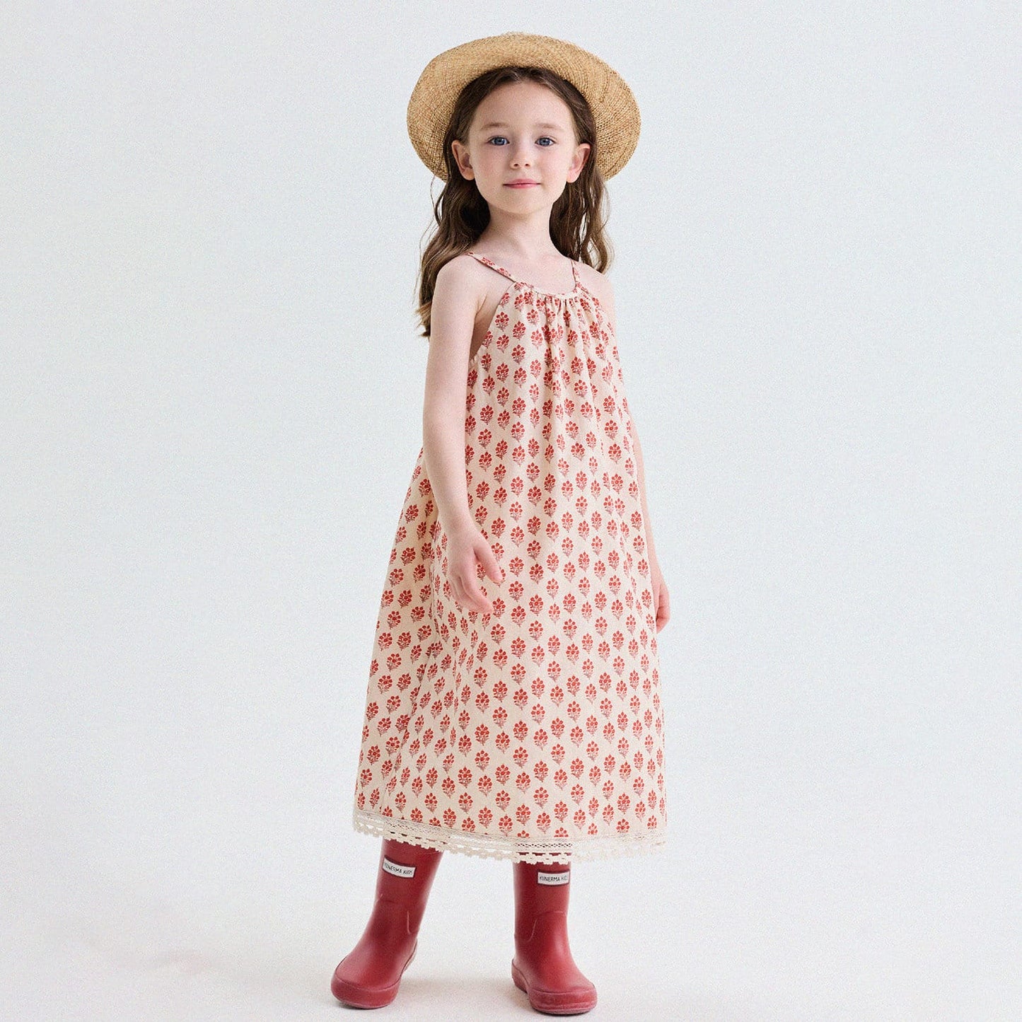 フラワー フレンチ キャミワンピース【mh0013745】 Red / 90cm yunerma ノースリーブワンピース