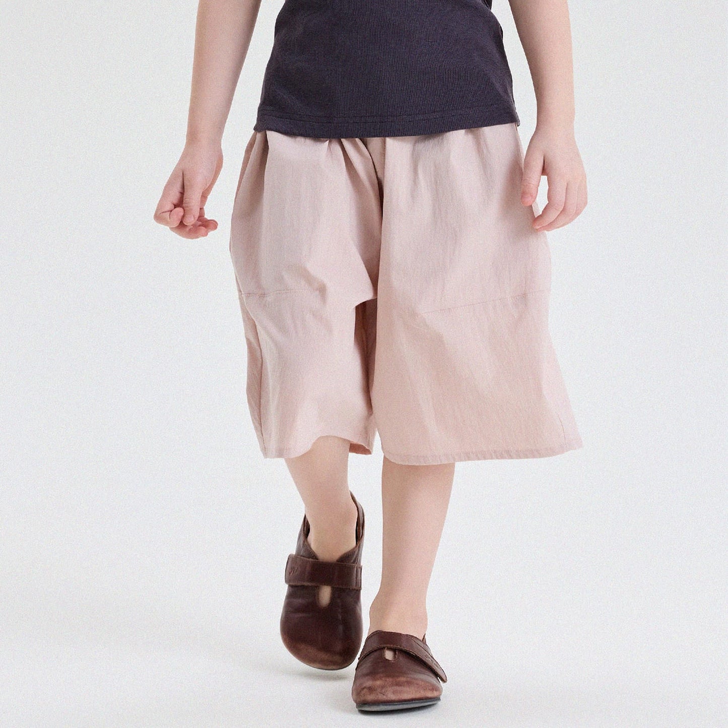 キッズ 無地 ルーズ ハーフパンツ【mh0013763】 Gray Pink / 90cm yunerma ハーフパンツ・ショートパンツ