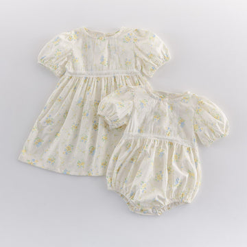ベビー キッズ 花柄 レース パフスリーブ 半袖 ロンパース ワンピース【mh0013845】 angou 半袖ロンパース