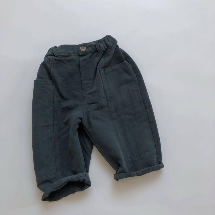 キッズ ツイル フロントボタン 切り替えステッチ イージーパンツ【mh0013940】 Navy / 80cm Gikv king ロングパンツ・スウェットパンツ