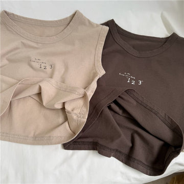 Minimalist Number Print Tank Top ナンバープリント ノースリーブトップス【mh0013644】 GL-Kids タンクトップ・キャミソール・ノースリーブトップス