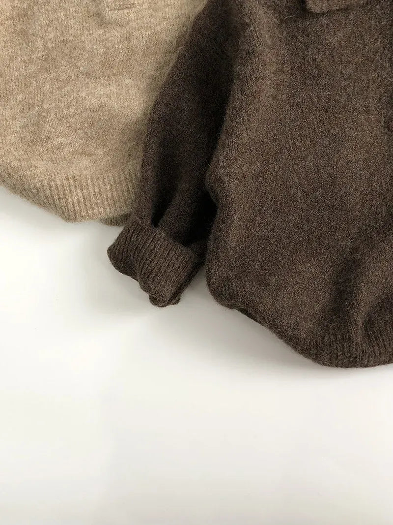 ニット・セーター キッズトップス ポロ襟ニットセーターシャツ 2カラー【mh0006915】