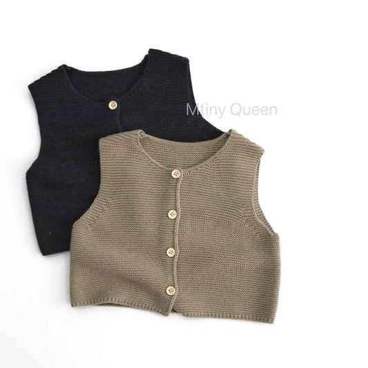 ベスト Brown / 80cm フロントボタンニットベスト【mh0011276】