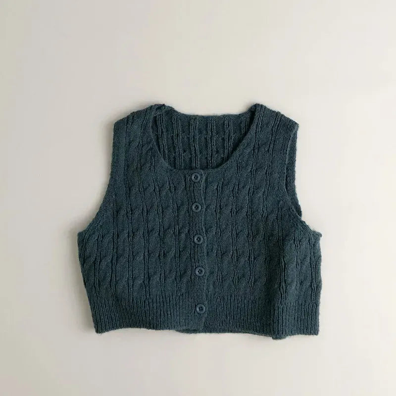 ベスト Dark Blue / 12M 80CM キッズベスト ニット前あきショートジレベスト【mh0008953】