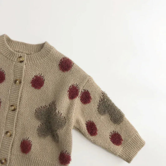カーディガン・パーカー キッズカーディガン ニットセーター 雲ドット水玉刺繍【mh0004201】
