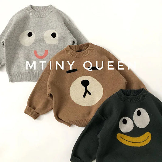 ニット・セーター キッズトップス ファニーフェイスデザインニット長袖セーター【mh0008411】