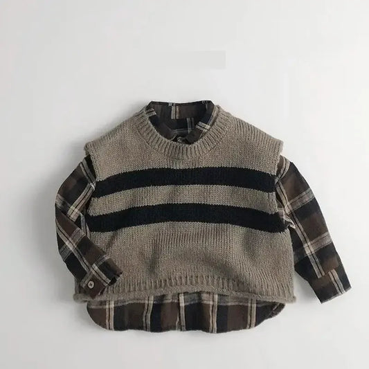 ベスト キッズベスト ボーダーニットジレベスト【mh0008950】