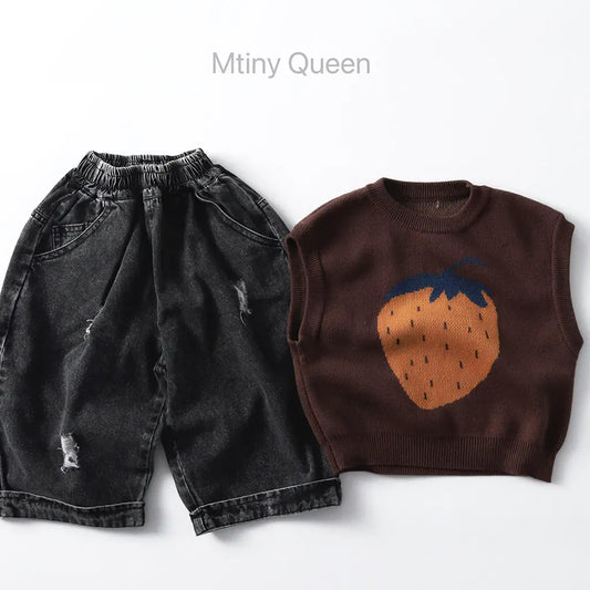 ベスト ビッグいちご柄ニットベスト【mh0011093】