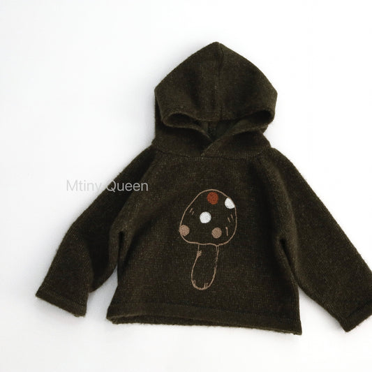 トレーナー・フーディ ニットフーディ きのこ フード付き パーカー プルオーバー【mh0011780】