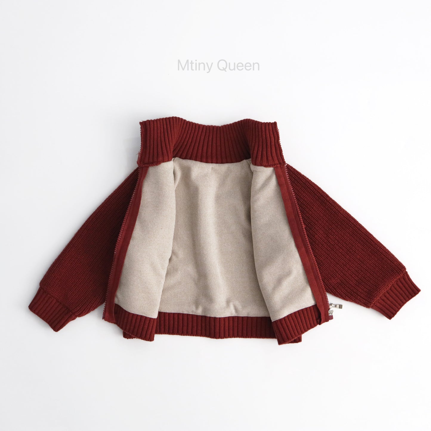 カーディガン・パーカー Red thick cotton / 80cm ニットカーディガン ジップアップジャケット【mh0011782】