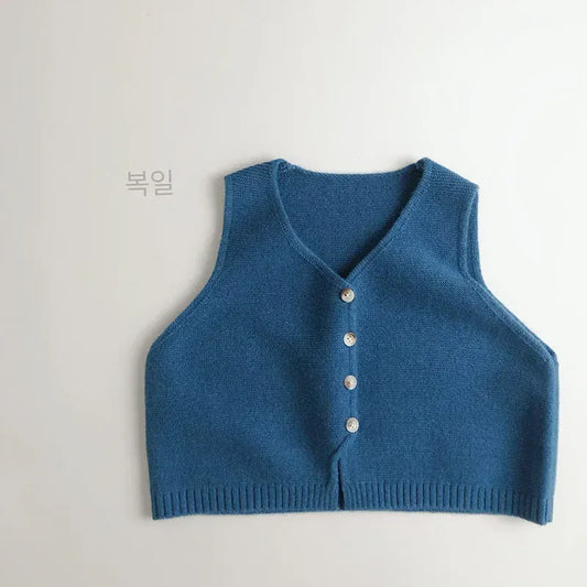 ベスト キッズベスト コットンニット前あきVネックジレベスト【mh0008957】