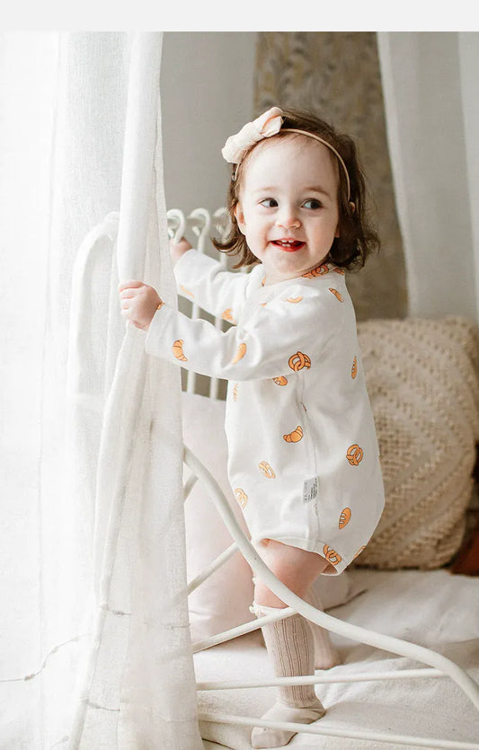 長袖ロンパース ブレッドパンプリント長袖ロンパース【mh0010021】