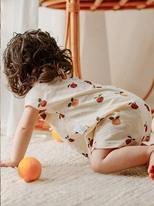 半袖ロンパース レモン/フルーツプリント半袖ロンパース【mh0010022】