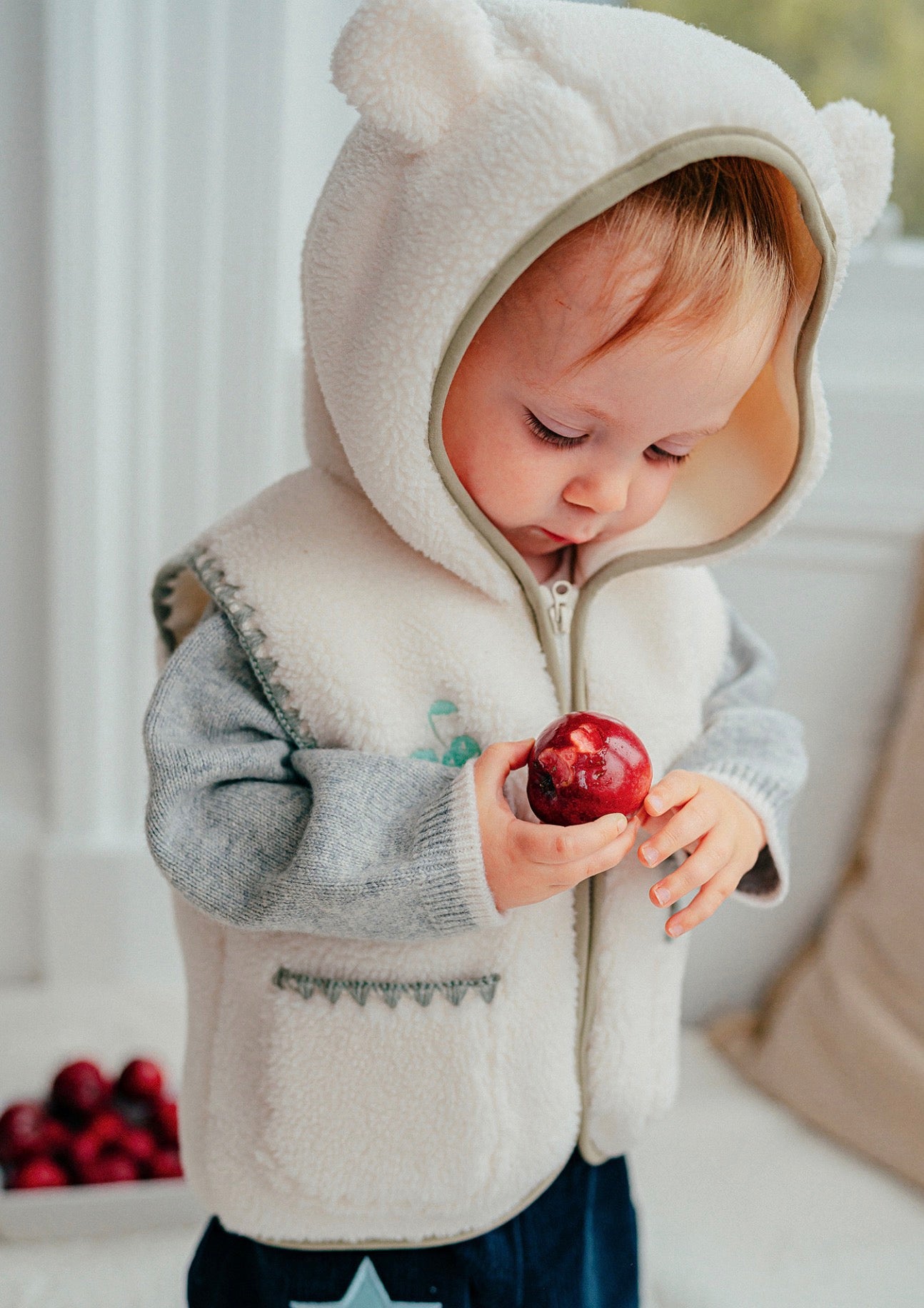 ベスト ベスト ボア素材 クマ耳フード ジップアップ アウター ベスト【mh0011641】