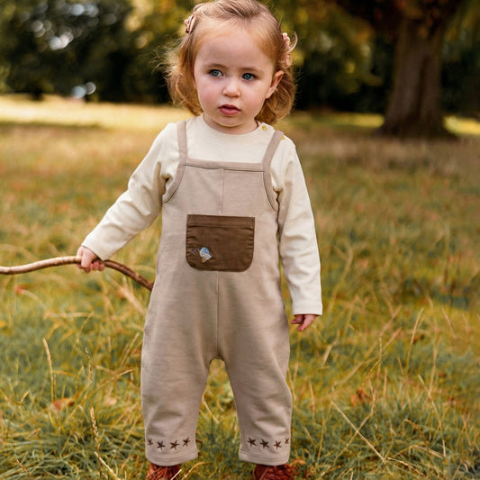 mua qiaqia | Animal Embroidery Cotton Overalls アニマル刺繍 サロペット【mh0020112】 Milk coffee / 73CM mamahalo shop