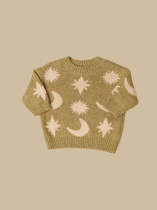 ニット・セーター ニットセーター 星 月柄 カジュアル くすみカラー トップス【mh0011574】