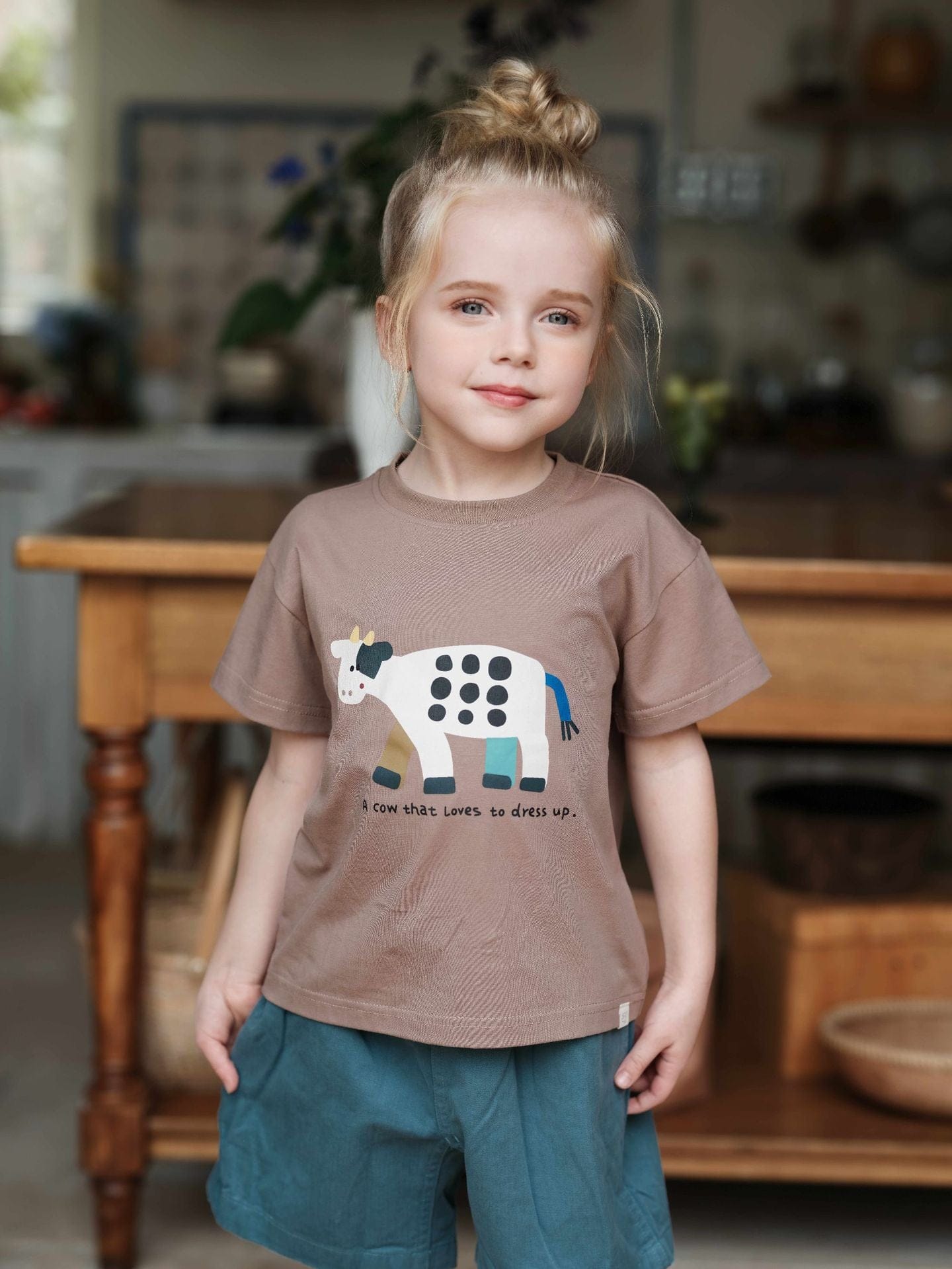 半袖Tシャツ Light Brown / 80cm プリント柄半袖Tシャツ【mh0009409】