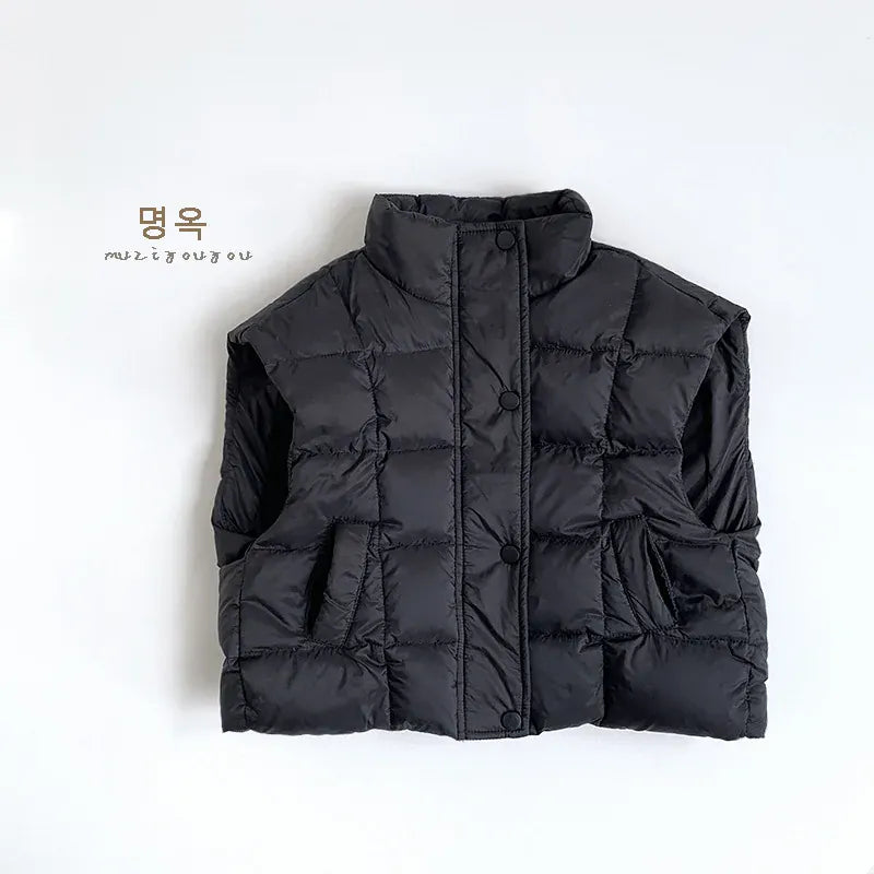 ベスト Black / 12M 80CM キッズベスト キルティングスタンドカラーアウターベスト【mh0008104】